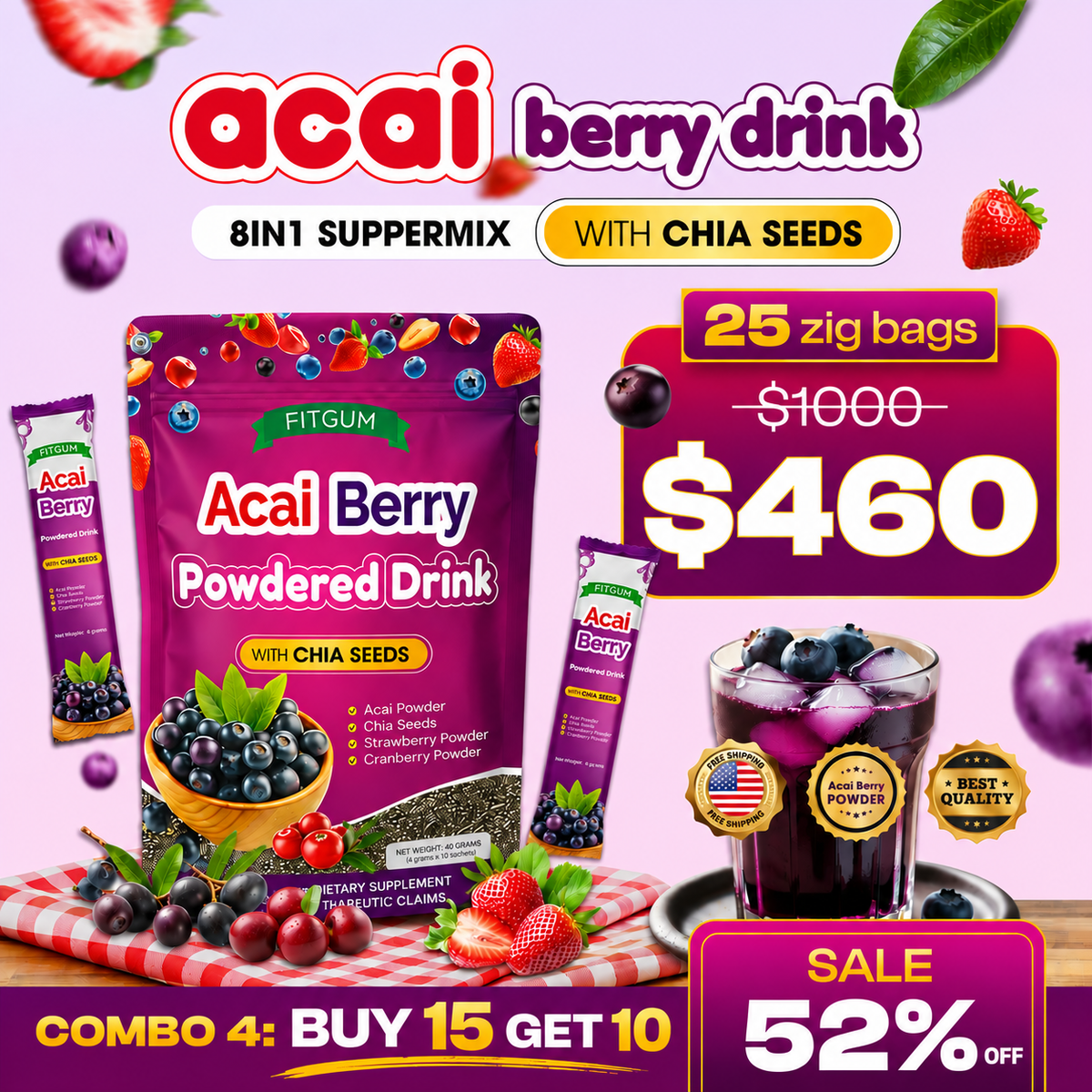 FitGum Acai Berry Combo – Buy 6 Get 3 Free | Natural Weight Management Supplement