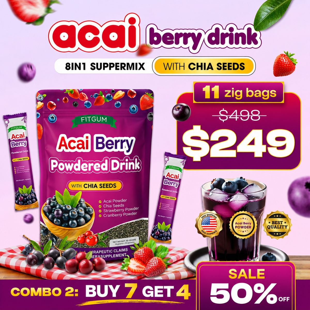 FitGum Acai Berry Combo – Buy 6 Get 3 Free | Natural Weight Management Supplement