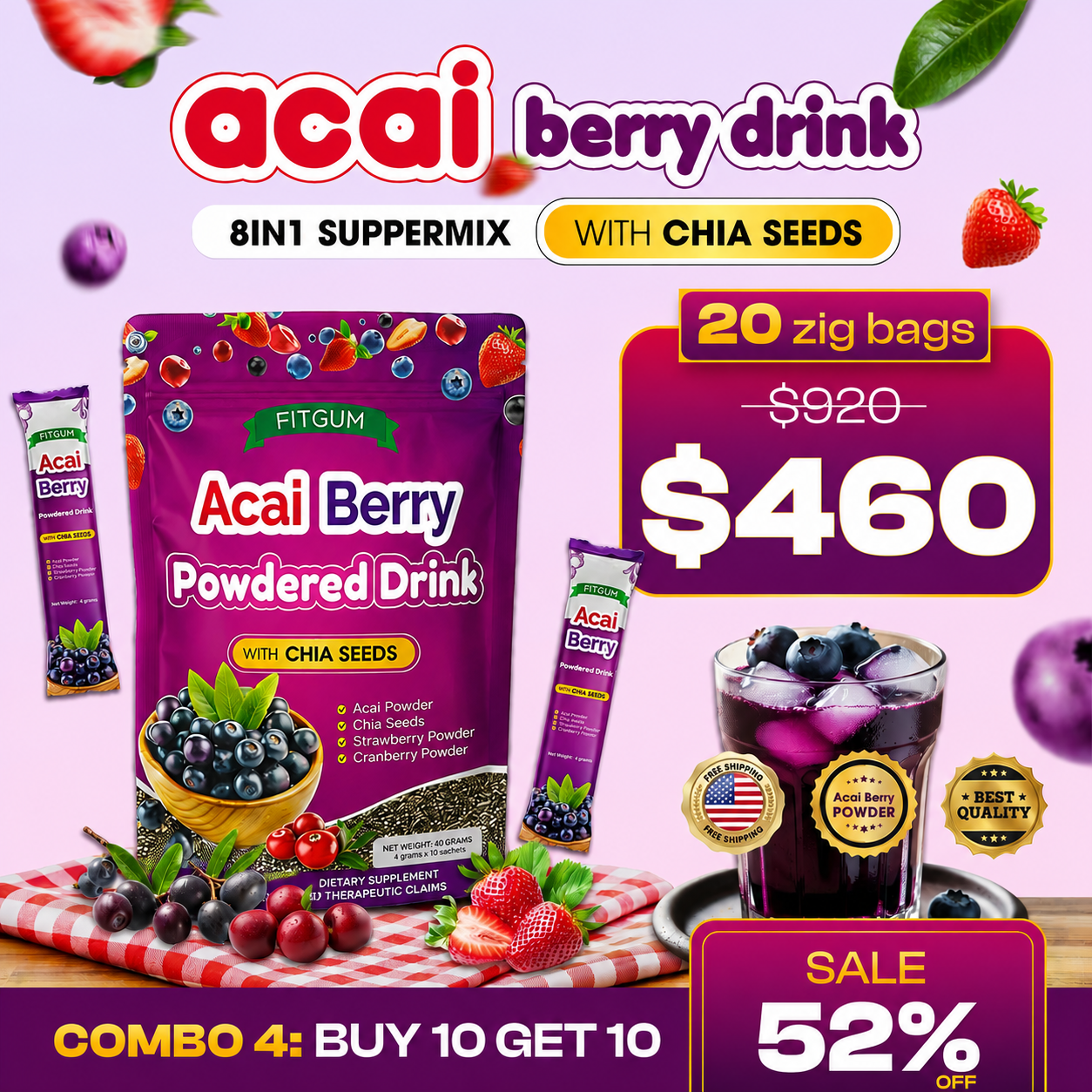 FitGum Acai Berry Combo – Buy 3 Get 3 Free | Natural Weight Management Supplement